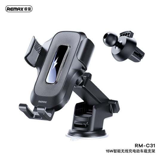 REMAX Smart Wireless Charging Electric Car Holder For 4-7" Mobile Phones 15W Max Fast Charge