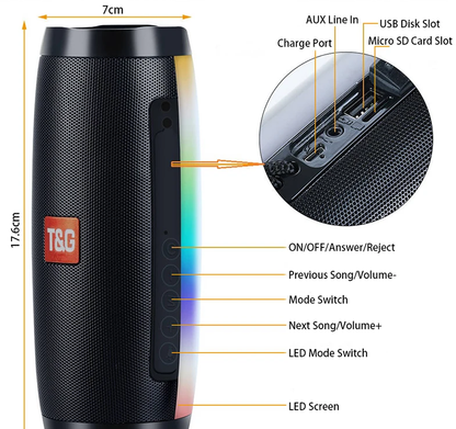 Bluetooth Speaker TG157 LED Flashing Soundbar Portable Outdoor Indoor Subwoofer Loudspeaker Support TF Card FM Radio Waterproof