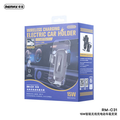 REMAX Smart Wireless Charging Electric Car Holder For 4-7" Mobile Phones 15W Max Fast Charge