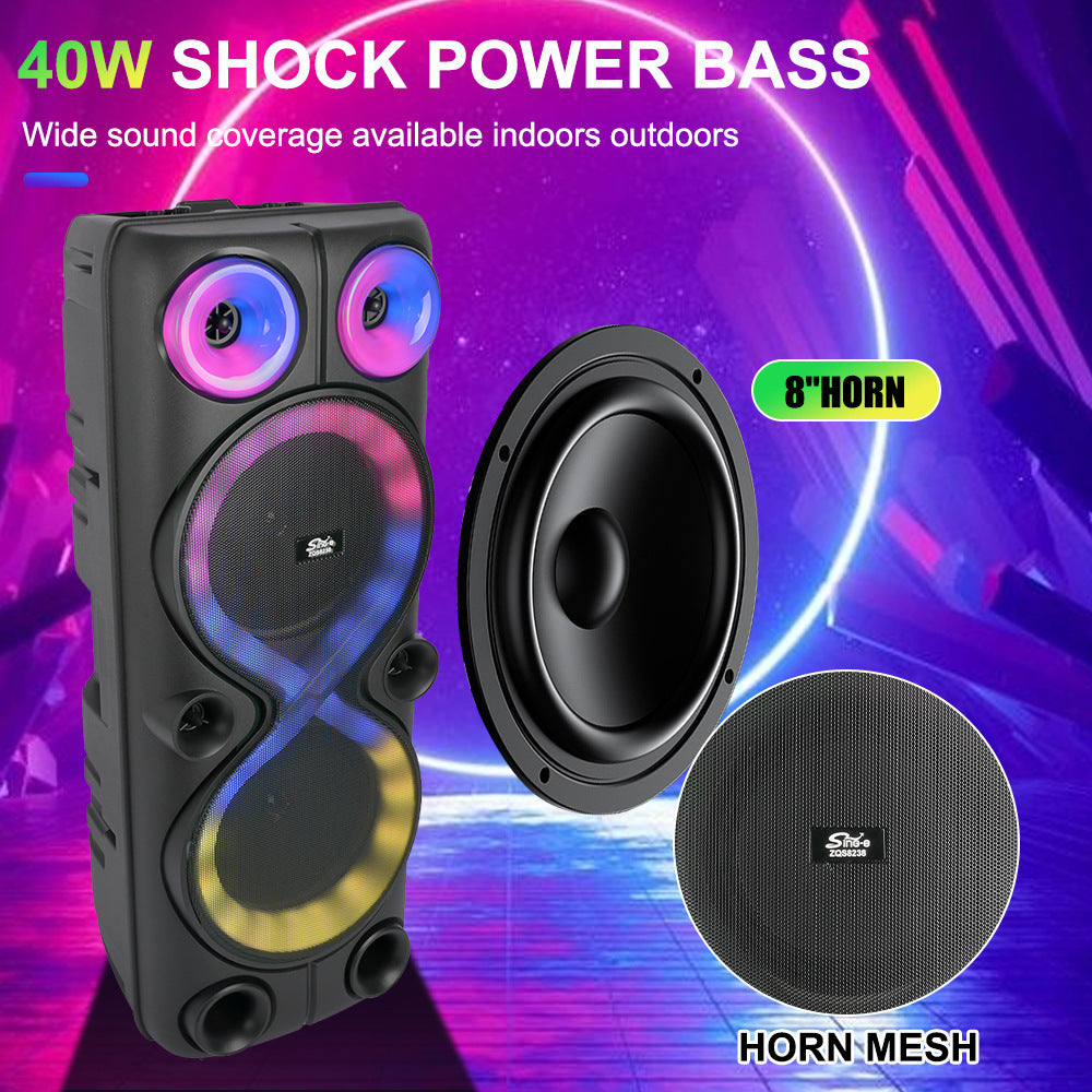 ZQS8238 Dual 8-inch Wireless Karaoke Smart Bluetooth Speaker Subwoofer Dual Wireless Mai Family Party RGB Speaker