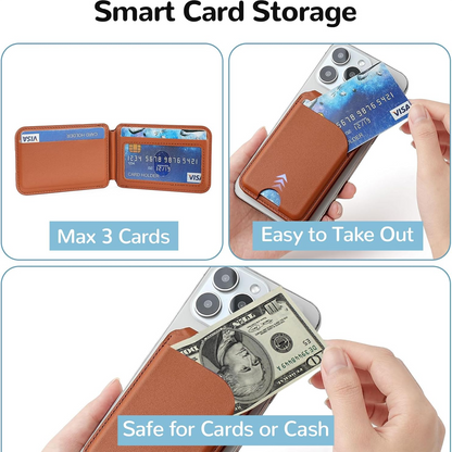 2 in 1 Magnetic MagSafe Wallet Stand, Leather Magnetic Adjustable Card Holder