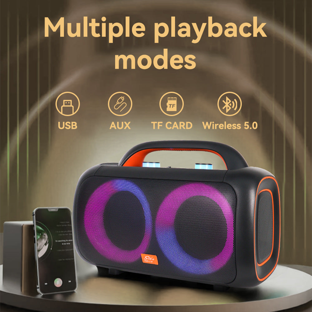 ZQS-L19 6.5 Inch Portable Wireless Speaker 2MIC Handheld Waterproof Remote Control BT/USB/TF/FM/AUX/Karaoke Outdoor Player