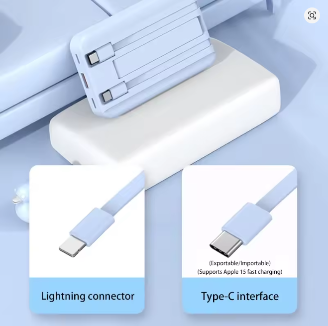 Magnetic Power Bank with Self-Contained Cable Super Fast Charging Portable Magsafe Design for Mobile Phones