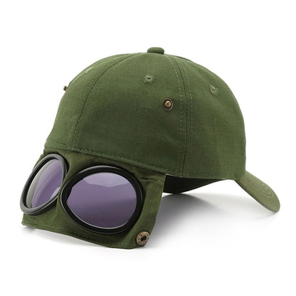 Men Women Breathable UV Protection Pilot Hat Peaked Cap Glasses Baseball Cap Sun Hat