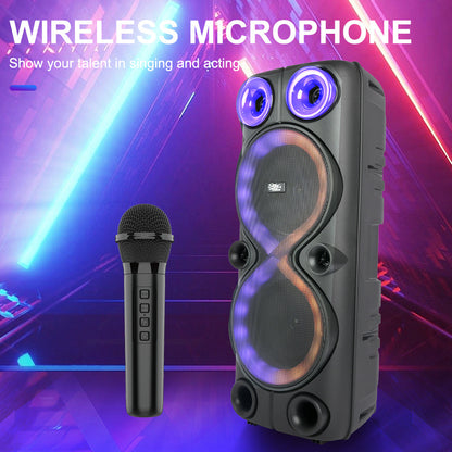 ZQS8238 Dual 8-inch Wireless Karaoke Smart Bluetooth Speaker Subwoofer Dual Wireless Mai Family Party RGB Speaker