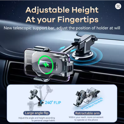REMAX Smart Wireless Charging Electric Car Holder For 4-7" Mobile Phones 15W Max Fast Charge