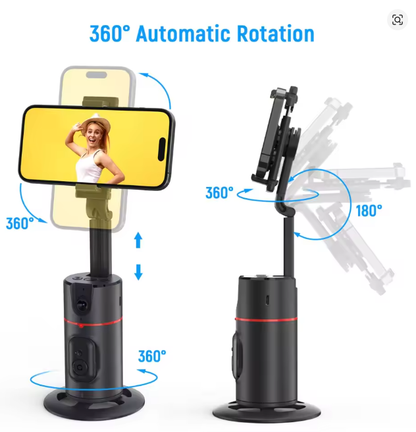 360° Auto Face Tracking Gimbal Detachable Phone Clip Gesture Control with Wireless Remote Compatible with Smartphones
