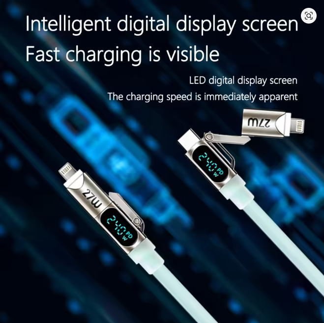 Liquid Silicone Rubber Wire 4-in-1 240W with LED Display charging Cable