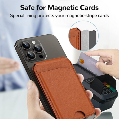2 in 1 Magnetic MagSafe Wallet Stand, Leather Magnetic Adjustable Card Holder