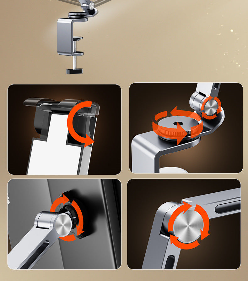 Long Arm Tablet Phone Holder Stand Aluminium Alloy 360 Rotation Folding Desktop Phone Holder Shooting Elongated Bed Holder