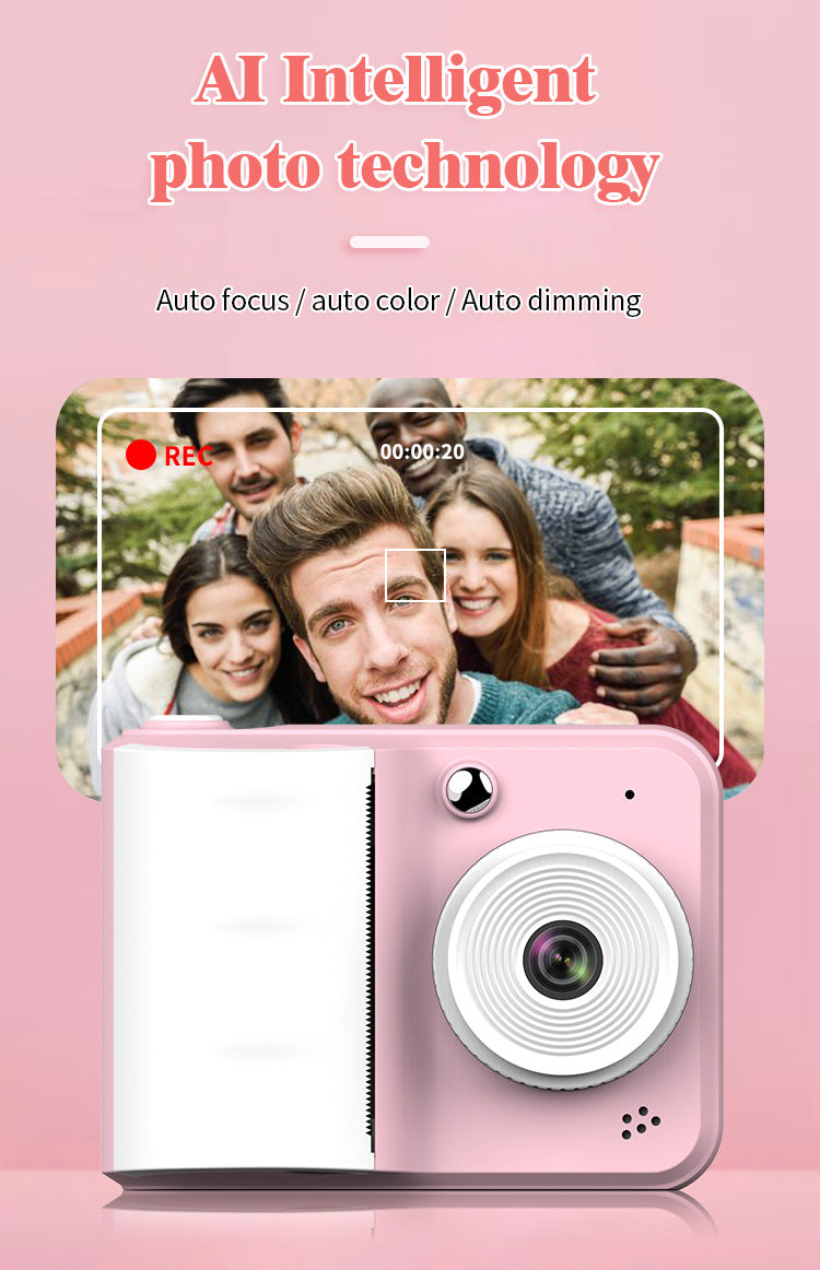 Kids Instant Cameras 2.0 Inch HD IPS Screen Thermal Paper Picture Photo Printing Camera With Lanyard Printer Children Gifts
