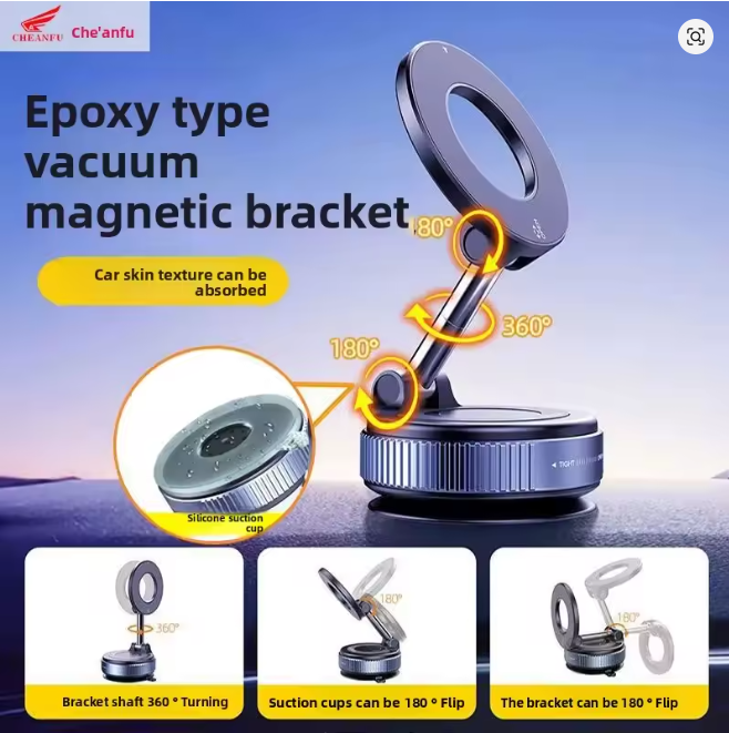 Foldable Magnetic Car Phone Holder Dual Suction Navigation Portable Universal Stand