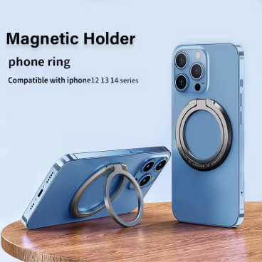 Magnetic Cell Phone Ring Holder Mobile Phone Bracket Removable Cell Phone Grip Kickstand for iPhone MagSafe Samsung