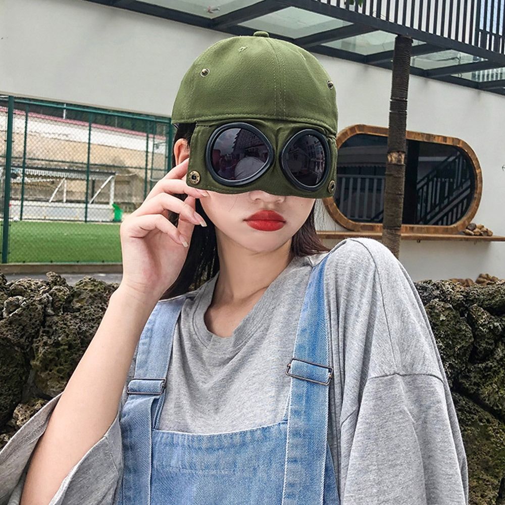 Men Women Breathable UV Protection Pilot Hat Peaked Cap Glasses Baseball Cap Sun Hat