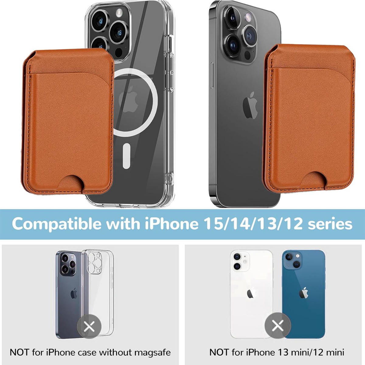 2 in 1 Magnetic MagSafe Wallet Stand, Leather Magnetic Adjustable Card Holder