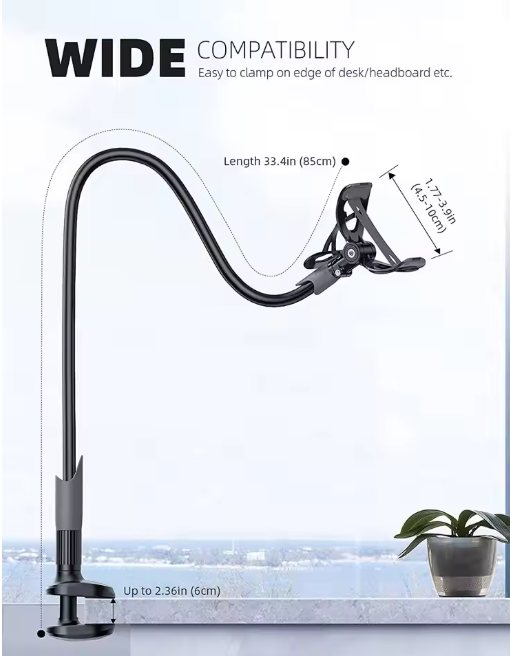 Phone Holder Bed Gooseneck Mount - Lamicall Cell Phone Clamp Clip for Desk, Flexible Lazy Long Arm