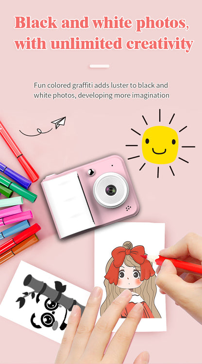 Kids Instant Cameras 2.0 Inch HD IPS Screen Thermal Paper Picture Photo Printing Camera With Lanyard Printer Children Gifts