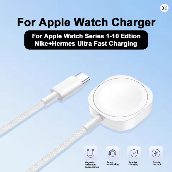 For Apple Watch Magnetic Wireless Fast Charger Series 10 9 8 7 6 5 4 3 2 1 Ultra Hermes Edition Portable iWatch Charging Cable