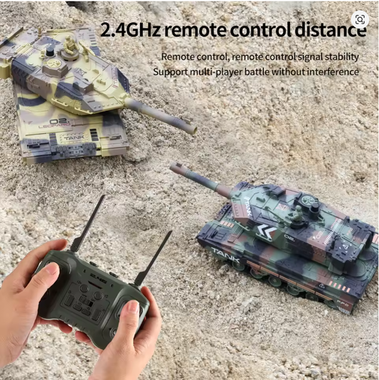RC Tank Shoot Bullet Spray Fog Remote Control Tracked Simulation Tank LED Light 330° Rotation Barrel War Armored RC Vehicle Toys