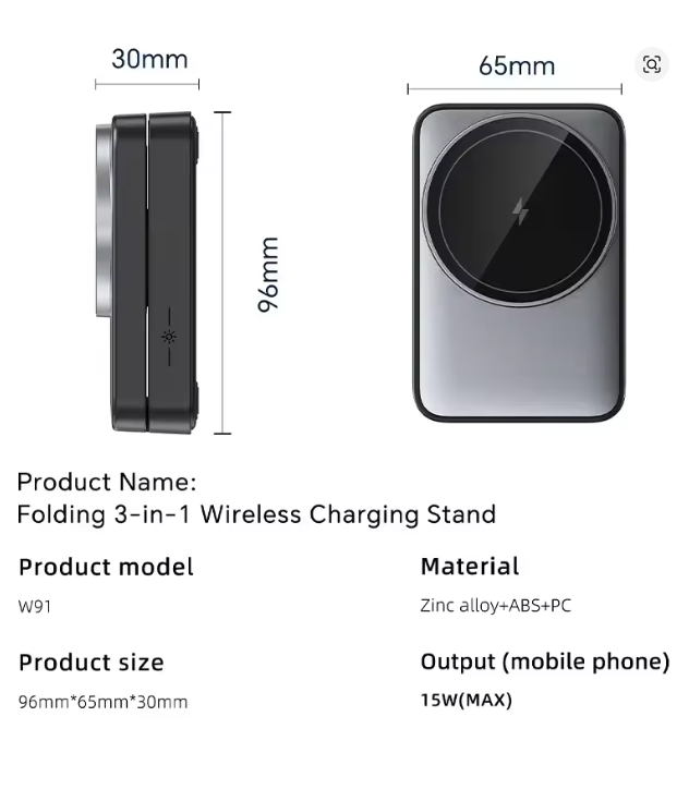 Foldable 3 In 1 Magnetic Wireless Charger Stand For Magsafe iPhone 17 16 15 14 13 12 Apple Watch 2-8 Airpods Pro Fast Charging Station