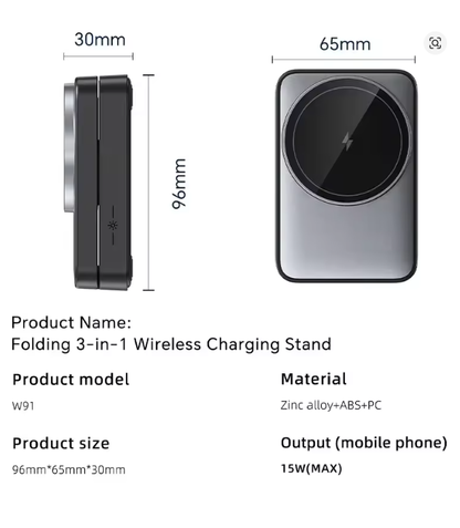 Foldable 3 In 1 Magnetic Wireless Charger Stand For Magsafe iPhone 17 16 15 14 13 12 Apple Watch 2-8 Airpods Pro Fast Charging Station