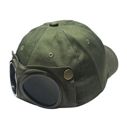 Men Women Breathable UV Protection Pilot Hat Peaked Cap Glasses Baseball Cap Sun Hat