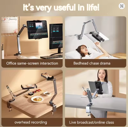 Long Arm Tablet Phone Holder Stand Aluminium Alloy 360 Rotation Folding Desktop Phone Holder Shooting Elongated Bed Holder
