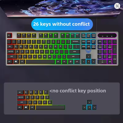 AULA Wolf Spider T630 Wired Gaming Esports Glowing Keyboard Mouse Set