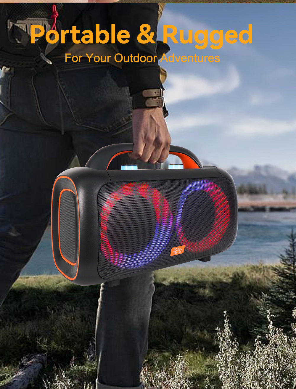 ZQS-L19 6.5 Inch Portable Wireless Speaker 2MIC Handheld Waterproof Remote Control BT/USB/TF/FM/AUX/Karaoke Outdoor Player