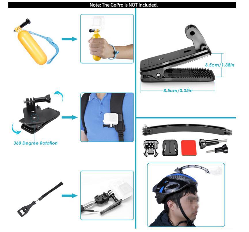 Accessories Kit for Gopro Hero13 12 11 10 9 8 7 6 5 Max Mount Session YI 4K SJCAM EKEN Osmo AKASO APEMAN Action Camera Accessory