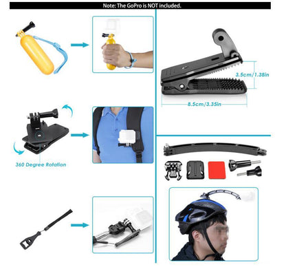 Accessories Kit for Gopro Hero13 12 11 10 9 8 7 6 5 Max Mount Session YI 4K SJCAM EKEN Osmo AKASO APEMAN Action Camera Accessory