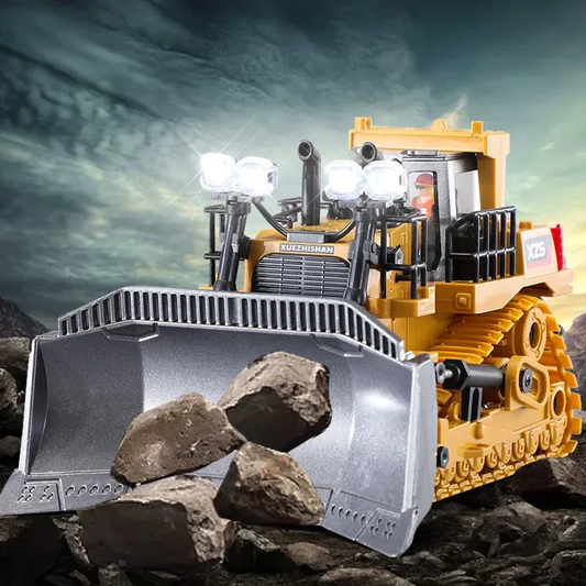 1:24 9CH Multifunctional RC Bulldozer Crawler Type Alloy/Plastic Shovel Engineering Forklift Heavy Excavator toy gifts for kids