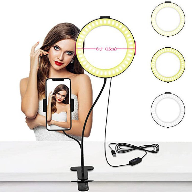 Adjustable LED Selfie Light with Phone Holder, Dual-Color Ring Light for Live Streaming and Beauty