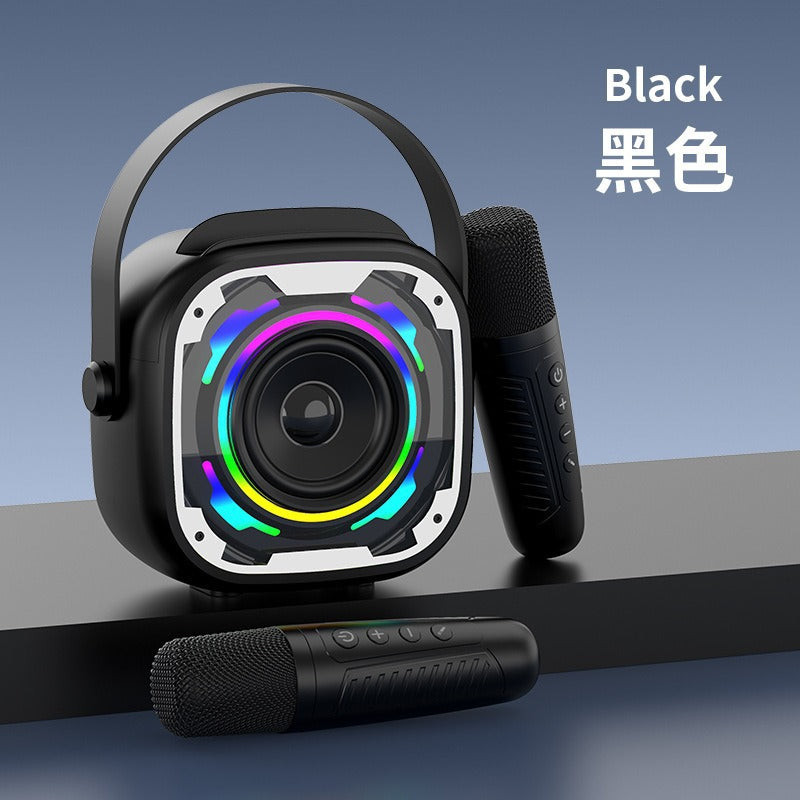 Karaoke Machine Portable Microphone and Speaker Handheld Singing Devices with Handle and RGB Lights Music Amplifier for Home