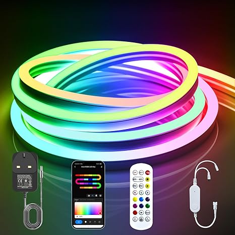 RGB Neon Rope Lights, LED Neon Rope Lights, 3M Music Light Strips for Gaming Rooms, 16 Million Colors, APP Control/WiFi Controller