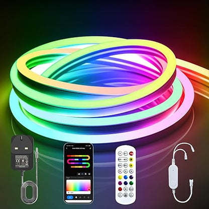 RGB Neon Rope Lights, LED Neon Rope Lights, 3M Music Light Strips for Gaming Rooms, 16 Million Colors, APP Control/WiFi Controller
