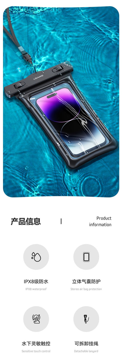 IPX8 Universal Floating Waterproof Cell Phone Pouch with Neck Lanyard - Ideal for Underwater Activities, Beach, Swimming, Surfing, and Drifting