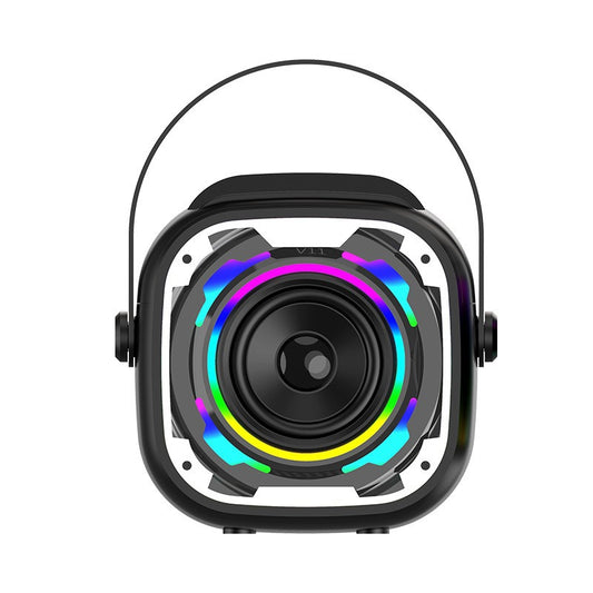 Karaoke Machine Portable Microphone and Speaker Handheld Singing Devices with Handle and RGB Lights Music Amplifier for Home