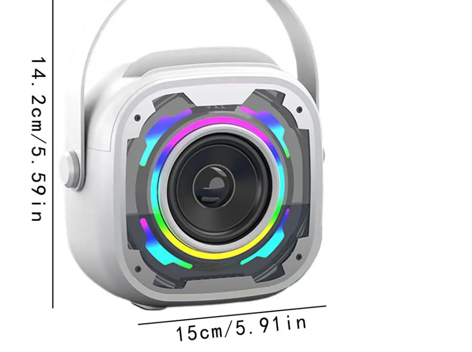 Karaoke Machine Portable Microphone and Speaker Handheld Singing Devices with Handle and RGB Lights Music Amplifier for Home