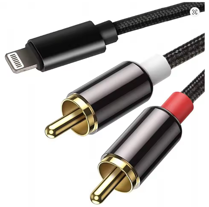 Lightning to RCA Cable Audio Aux Adapter, for iPhone14/13/12, iPad and iPod Models for Power Amplifier, Car, Home Theater