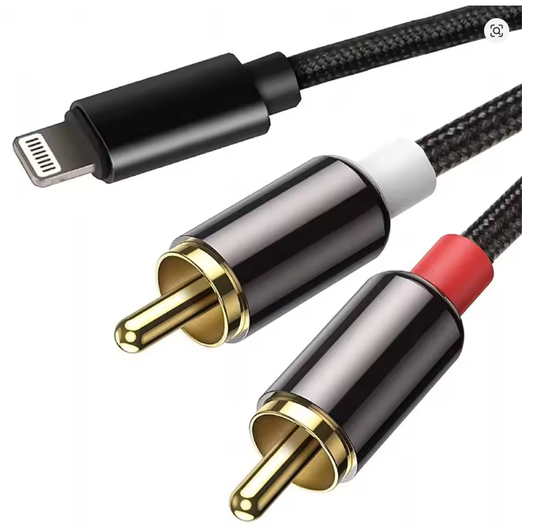 Lightning to RCA Cable Audio Aux Adapter, for iPhone14/13/12, iPad and iPod Models for Power Amplifier, Car, Home Theater