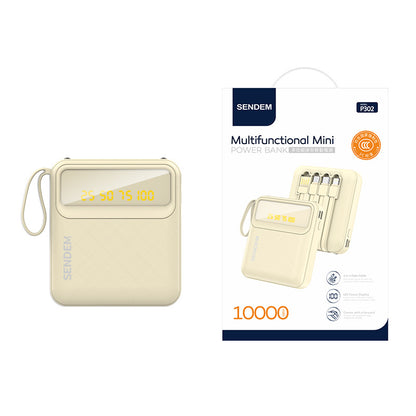 Mini Power Bank 10000mA with Cable  Micro/Lightning/Type-C Output