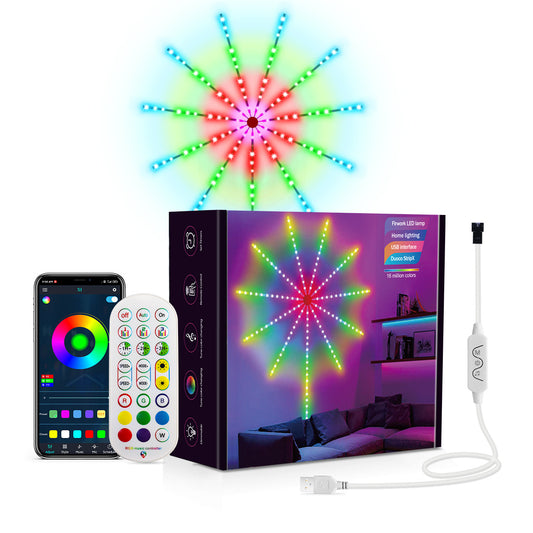 Smart Firework LED Lights, Music Sync LED Lights App and Remote Control Christmas Lights Indoor for Room Decor