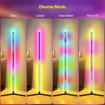 LED Magic Floor Lamp with with Remote/Music Sync and DIY Colors, Color Changing Ambiance Lamp for Living Room Bedroom Gaming Room