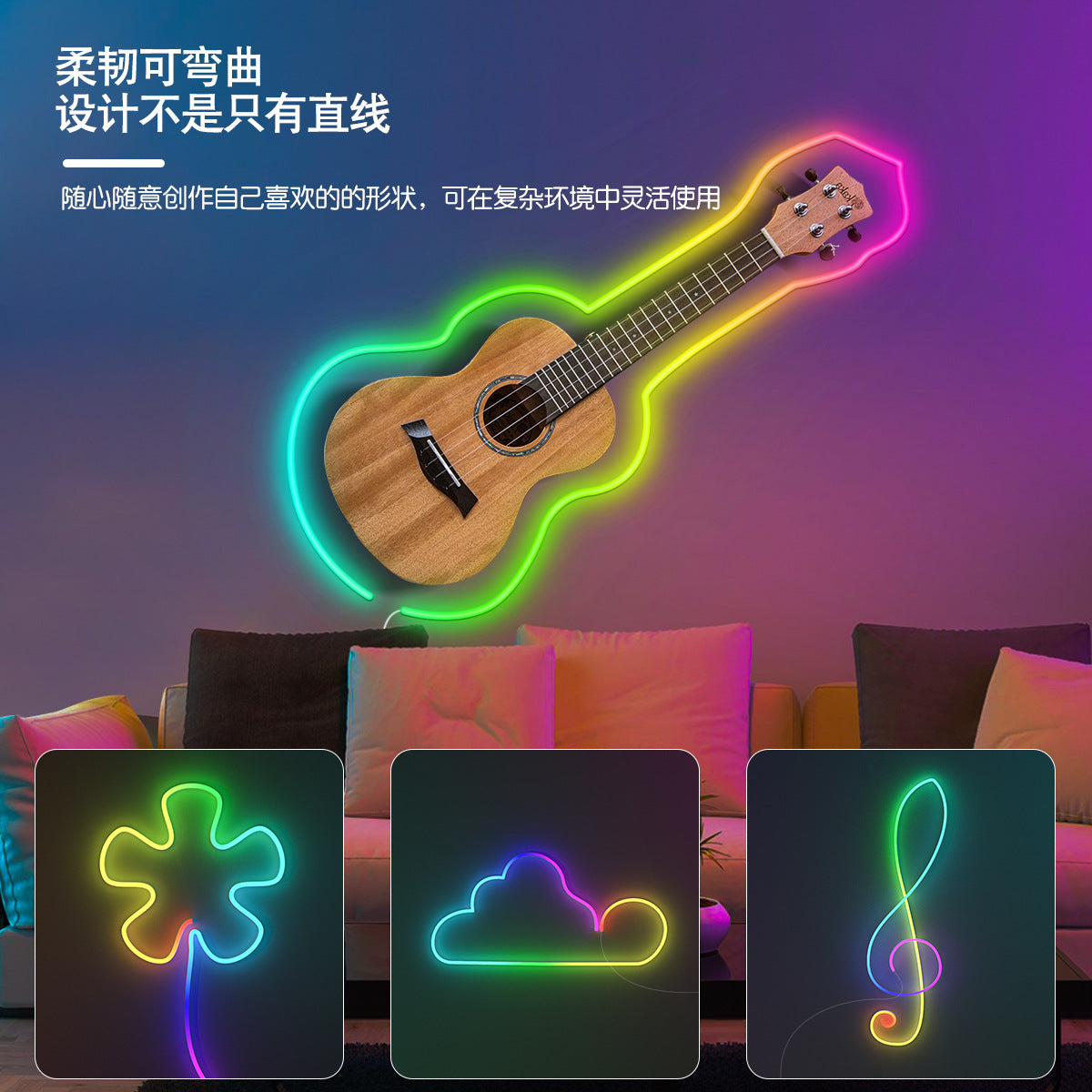 RGB Neon Rope Lights, LED Neon Rope Lights, 3M Music Light Strips for Gaming Rooms, 16 Million Colors, APP Control/WiFi Controller