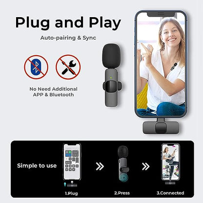 Mobile Plug-Play Wireless Lavalier Microphones for iPhone iPad Lightning