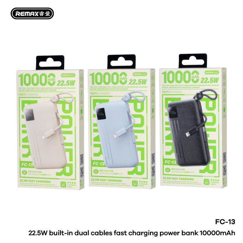 REMAX Portable Power Bank 10000mAh Built in Cable For iPhone 17 ProMax