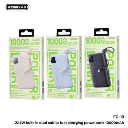 REMAX Portable Power Bank 10000mAh Built in Cable For iPhone 17 ProMax
