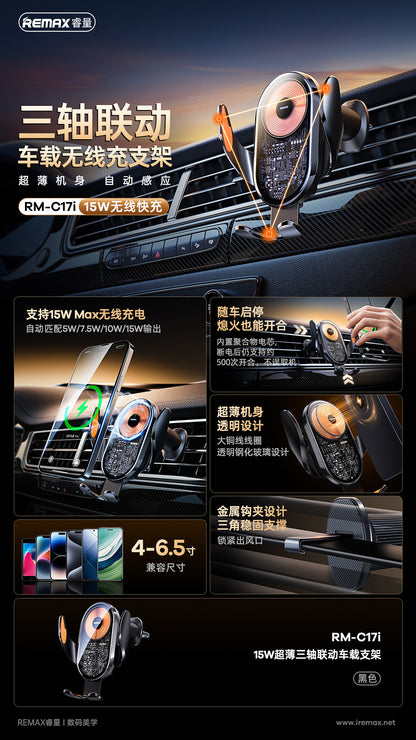 Car Phone Holder 15W Wireless Fast Charger Car Phone Stand Car Air Vent Mobile Stand for iPhone  Samsung