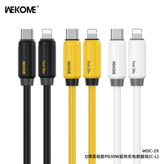 WEKOME Elastic Silicone Super Fast Charging Data Cable C to Lightning 1M
